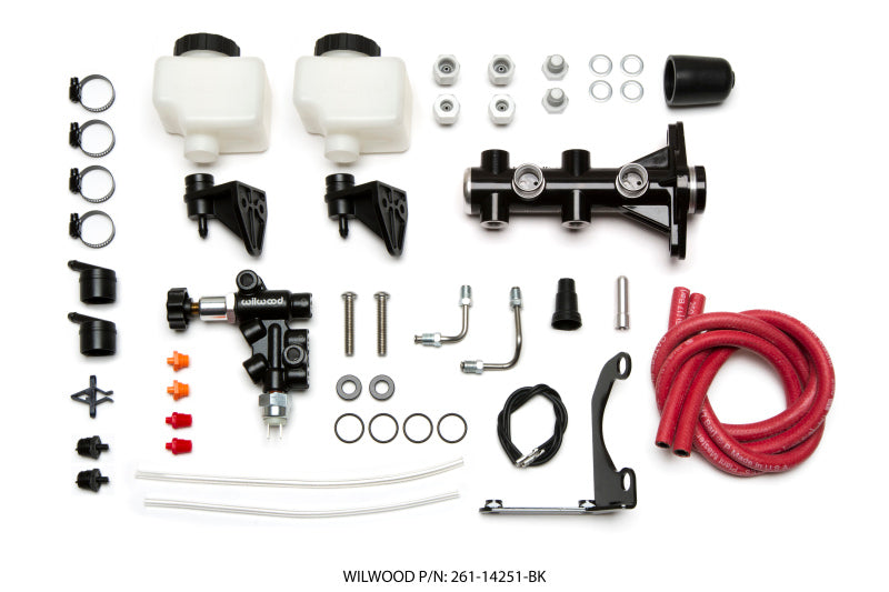 Wilwood Tandem Remote M/C Kit w L/H Brkt & Prop Valve - 1in Bore Black Wilwood