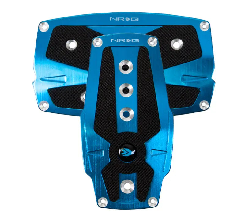 NRG Blue Automatic Brushed Aluminum Sport Pedal with Black Rubber Inserts Universal - eliteracefab.com