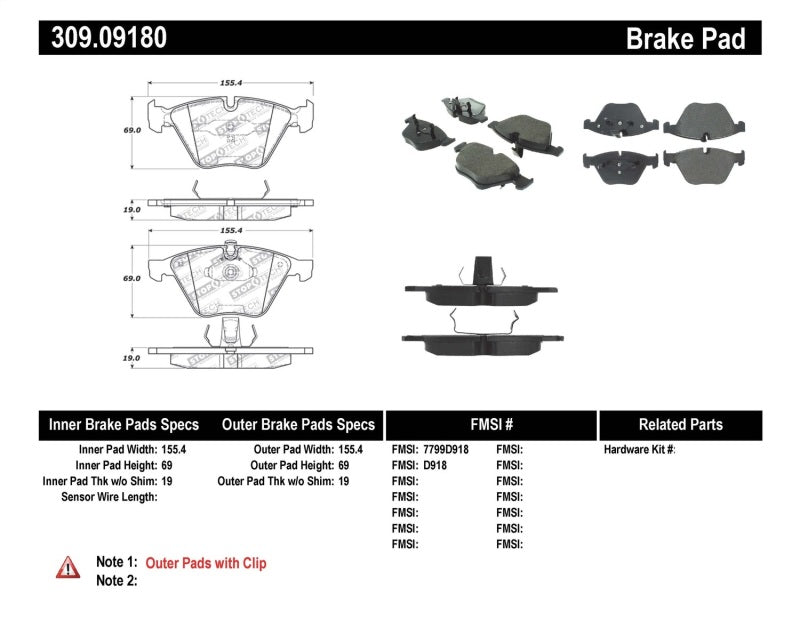 STOPTECH PERFORMANCE 07-09 BMW E90/E92/E93 335I COUPE/SEDAN FRONT BRAKE PADS D918, 309.09180 - eliteracefab.com