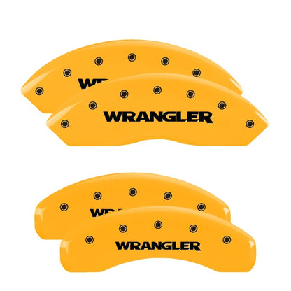 MGP 4 Caliper Covers Engraved Front & Rear Wrangler Yellow Finish Black Char 2003 Jeep Wrangler MGP