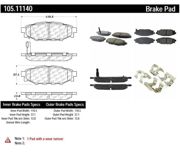 POSIQUIET 08-10 WRX CERAMIC DELUXE PLUS REAR BRAKE PADS FMSI D1114, 105.11140 - eliteracefab.com