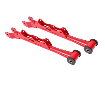 BMR 10-15 5TH GEN CAMARO CHROME MOLY NON-ADJ. REAR LOWER CONTROL ARMS (DELRIN) - RED - eliteracefab.com