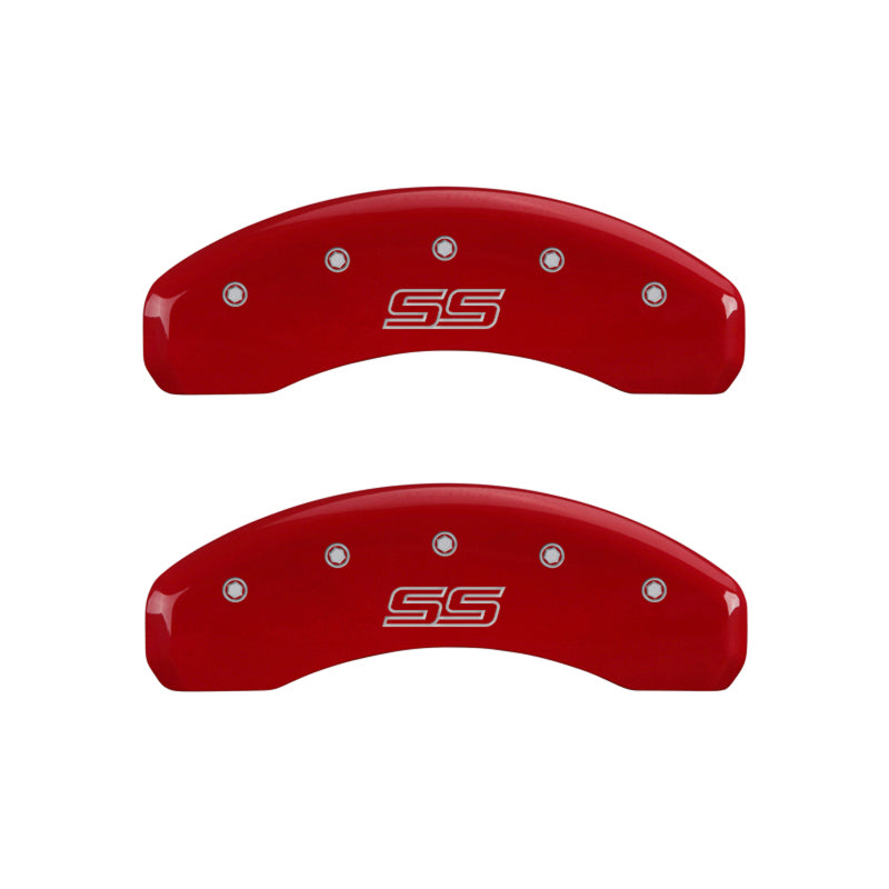 MGP 4 Caliper Covers Engraved Front & Rear Trailblazer style/SS Red finish silver ch MGP