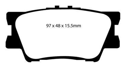 EBC 13+ Lexus ES300h 2.5 Hybrid Yellowstuff Rear Brake Pads - eliteracefab.com
