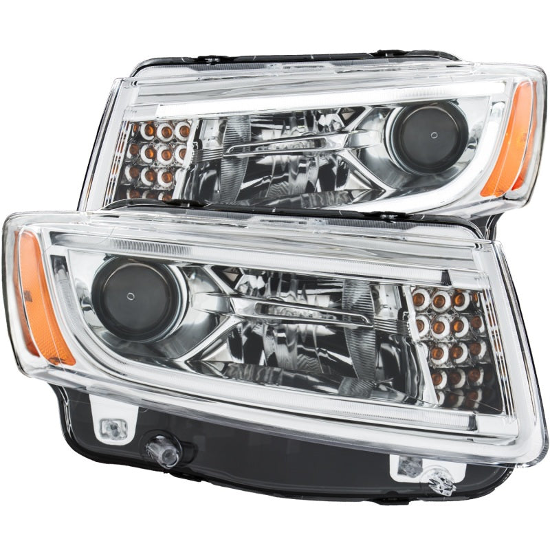 ANZO USA Jeep Grand Cherokee Projector Headlights W/ Plank Style Design Chrome; 2014-2015 - eliteracefab.com