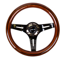 Load image into Gallery viewer, NRG Black Inlay 3 Black Chrome Spokes 310mm Classic Dark Wood Grain Wheel Universal - eliteracefab.com