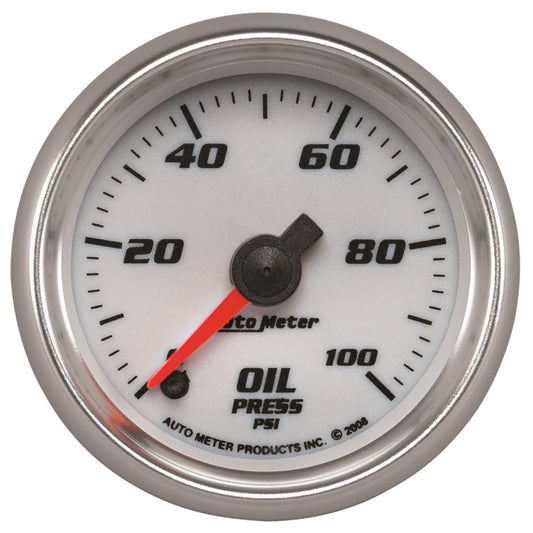 Autometer Pro-Cycle Gauge Oil Pressure 2 1/16in 100psi Digital Stepper Motor White 19752