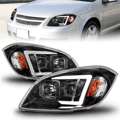 ANZO 05-10 Chevrolet Cobalt / 07-10 Pontiac G5 LED Projector Headlights w/ Seq Black Housing ANZO