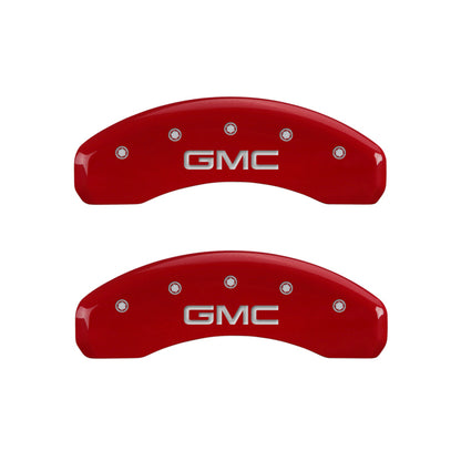 MGP 4 Caliper Covers Engraved Front & Rear GMC Red finish silver ch MGP