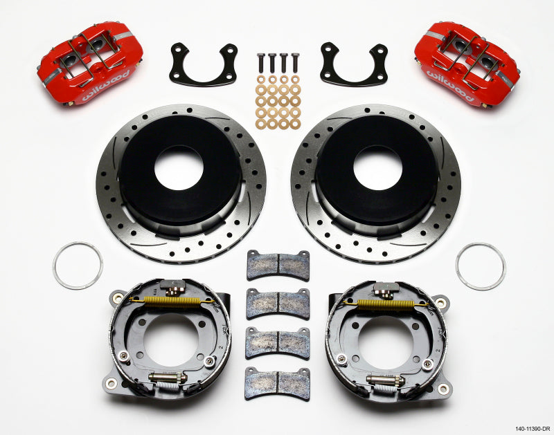Wilwood Dynapro Low-Profile 11.00in P-Brake Kit Drill-Red New Big Ford 2.50in Offset Wilwood