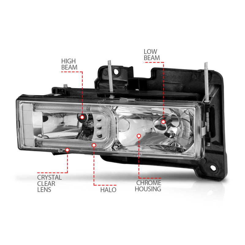 ANZO 1999-2000 Cadillac Escalade Crystal Headlights ANZO