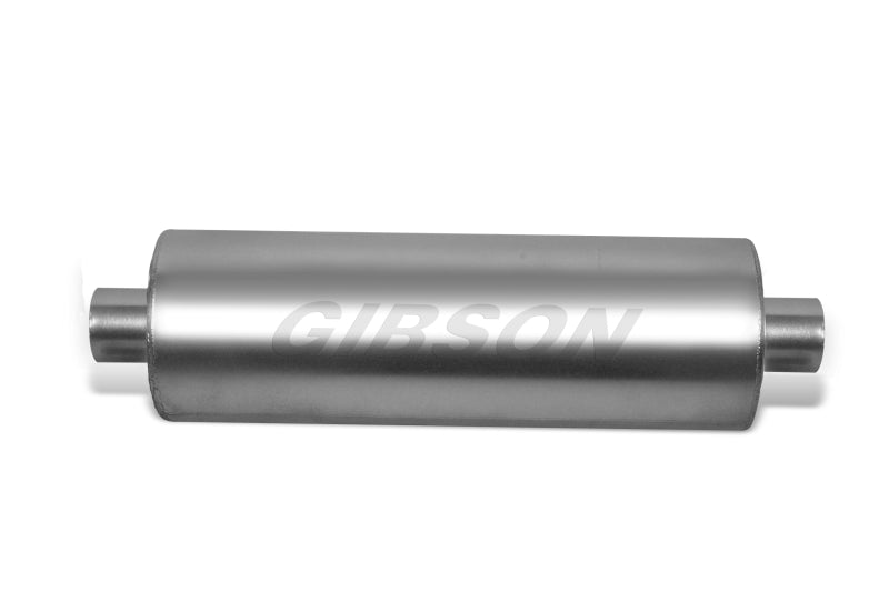 Gibson SFT Superflow Center/Center Round Muffler - 8x24in/3.5in Inlet/3.5in Outlet - Stainless Gibson