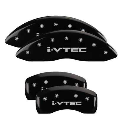 MGP 4 Caliper Covers Engraved Front & Rear I-Vtec Black Finish Silver Char 2017 Acura MDX MGP