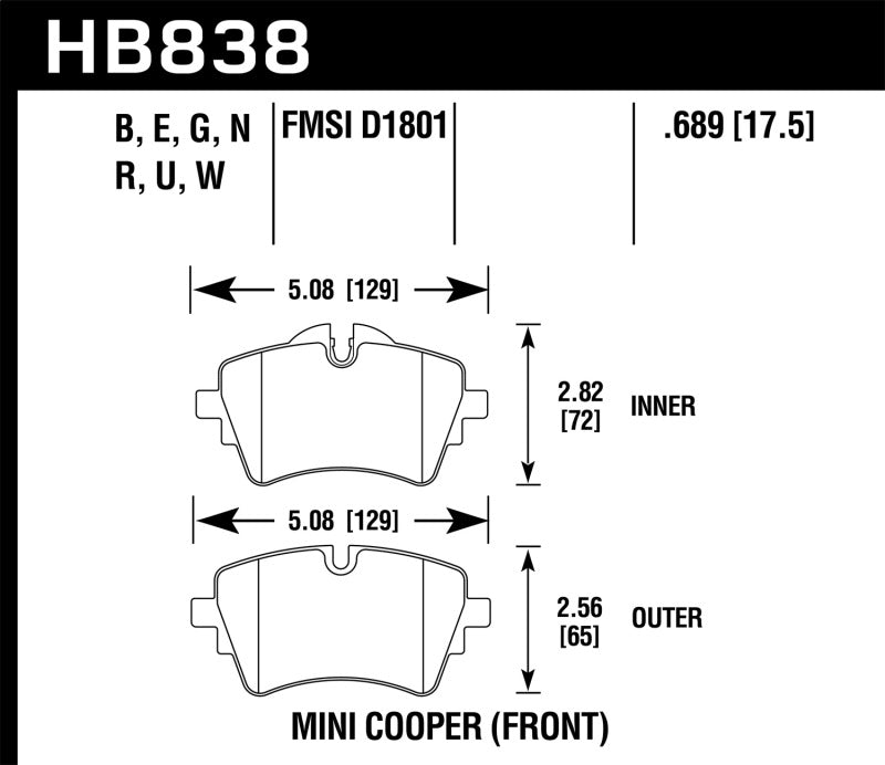 Hawk Performance DTC-30 Front Brake Pads - HB838W.689