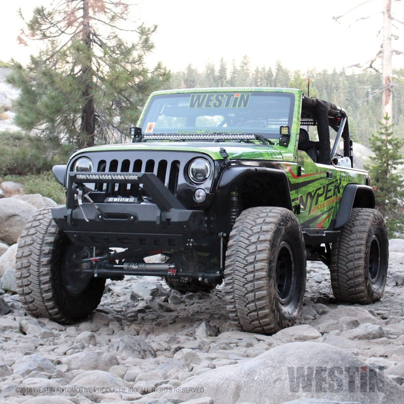 Westin 18-19 Jeep Wrangler JL Stubby Front Bumper - Textured Black - eliteracefab.com