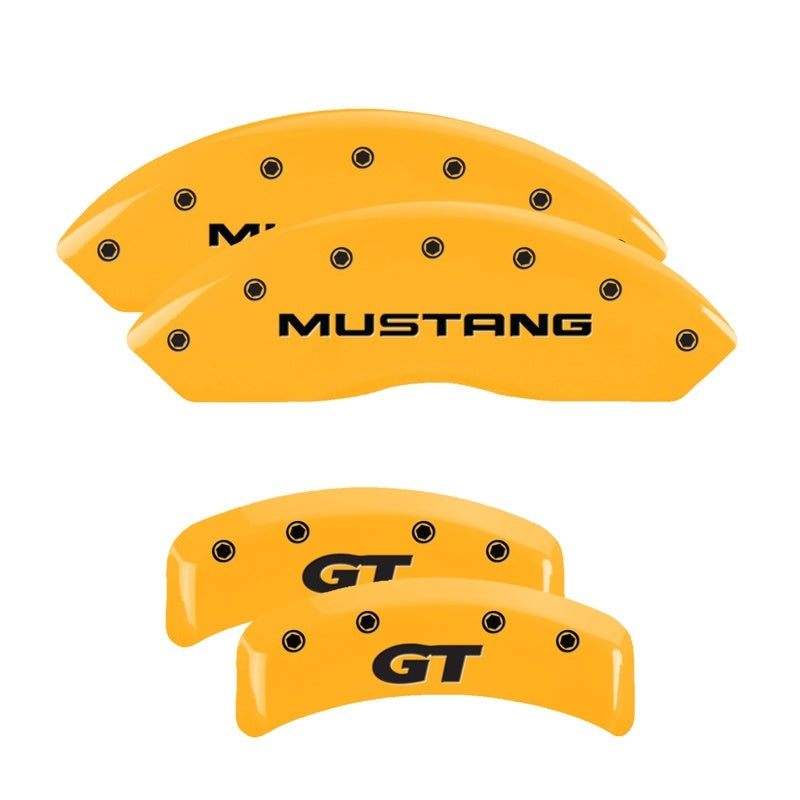MGP 4 Caliper Covers Engraved Front Mustang Rear Sn95/Gt Yellow Finish Black Char 2001 Ford Mustang MGP
