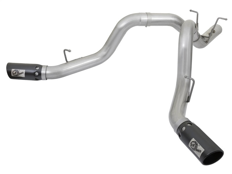 aFe ATLAS 4in DPF-Back Alum Steel Exhaust System w/Dual Exit Black Tip 2017 GM Duramax 6.6L (td) aFe