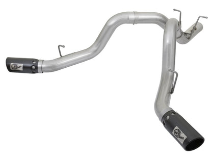 aFe ATLAS 4in DPF-Back Alum Steel Exhaust System w/Dual Exit Black Tip 2017 GM Duramax 6.6L (td) aFe