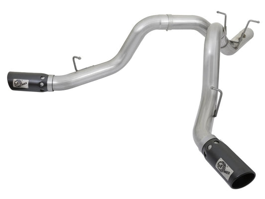 aFe ATLAS 4in DPF-Back Alum Steel Exhaust System w/Dual Exit Black Tip 2017 GM Duramax 6.6L (td) aFe