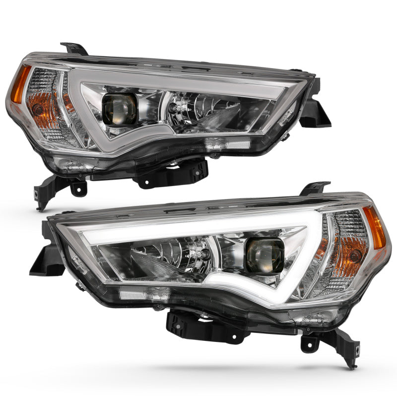 ANZO 14-18 Toyota 4 Runner Plank Style Projector Headlights Chrome w/ Amber - eliteracefab.com