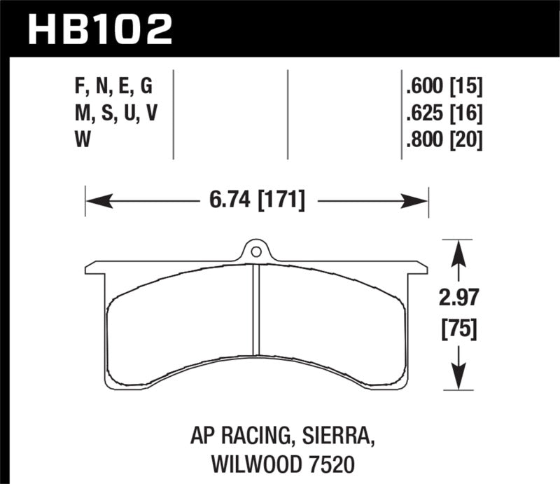 Hawk AP Racing 6 - Sierra/JFZ - Wilwood DTC-60 Race Brake Pads - eliteracefab.com