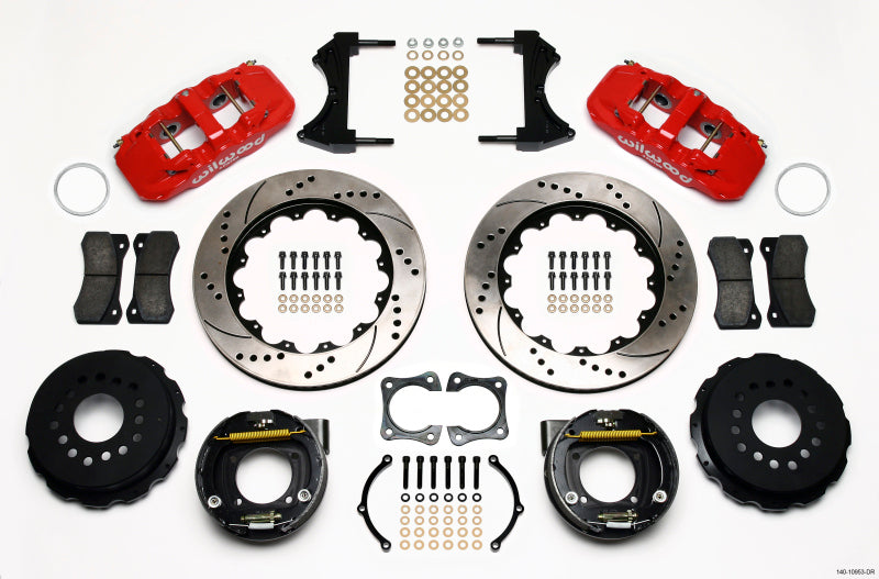 Wilwood AERO4 Rear P-Brake Kit 14.00in Drill Red 58-64 Olds/Pontiac Ends 2.81in Offset Wilwood