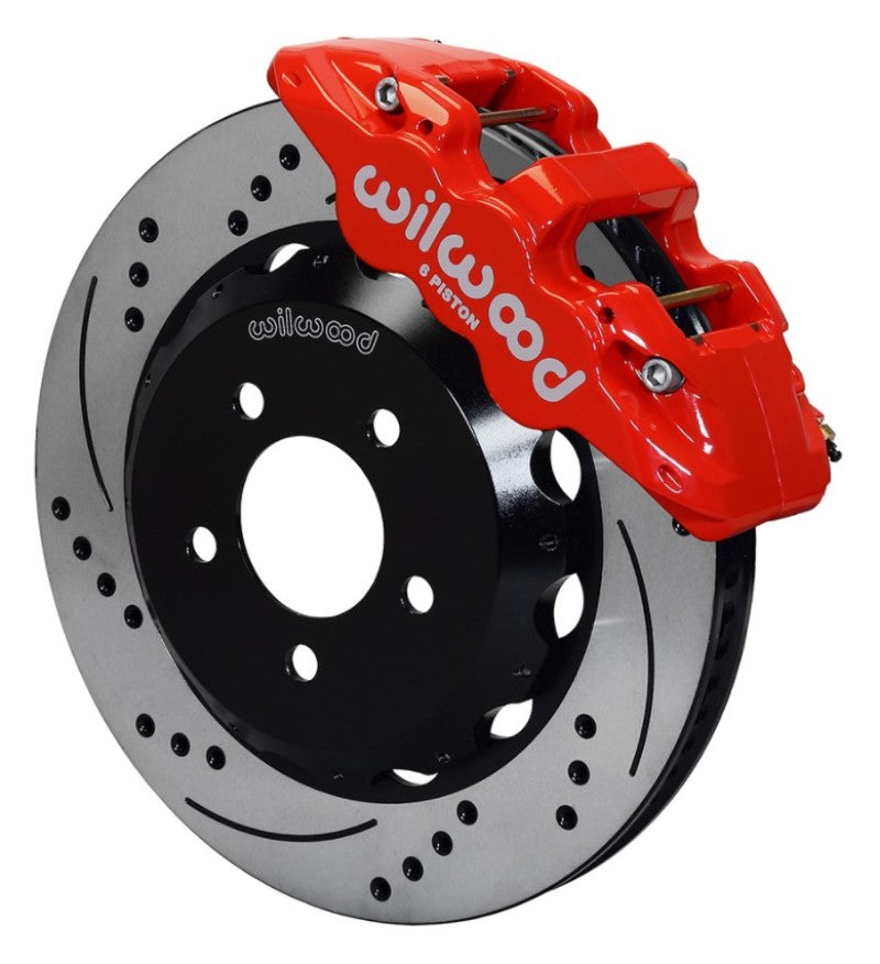 Wilwood AERO6 Front Hat Kit 15.00 Drilled Red 2016-Up Camaro w/Lines Wilwood