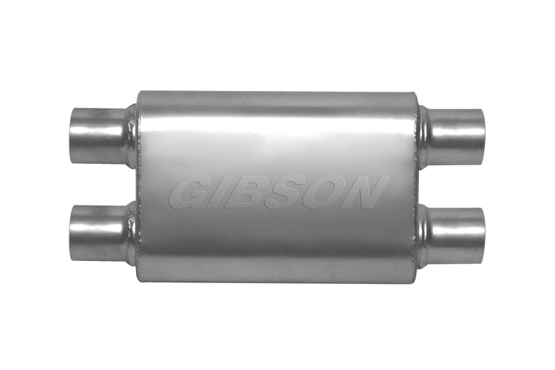 Gibson MWA Superflow Dual/Dual Oval Muffler - 4x9x14in/2.5in Inlet/2.5in Outlet - Stainless - eliteracefab.com