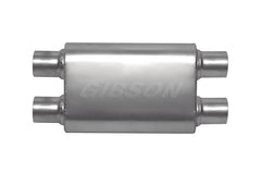 Gibson CFT Superflow Dual/Dual Oval Muffler - 4x9x13in/2.25in Inlet/2.25in Outlet - Stainless - eliteracefab.com