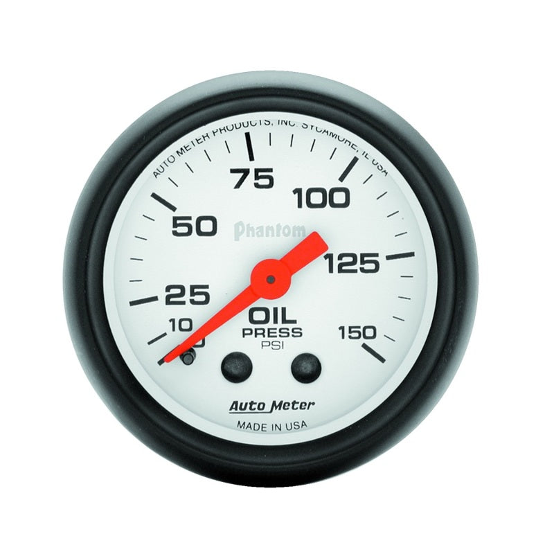 AutoMeter GAUGE; OIL PRESSURE; 2 1/16in.; 150PSI; MECHANICAL; PHANTOM - eliteracefab.com