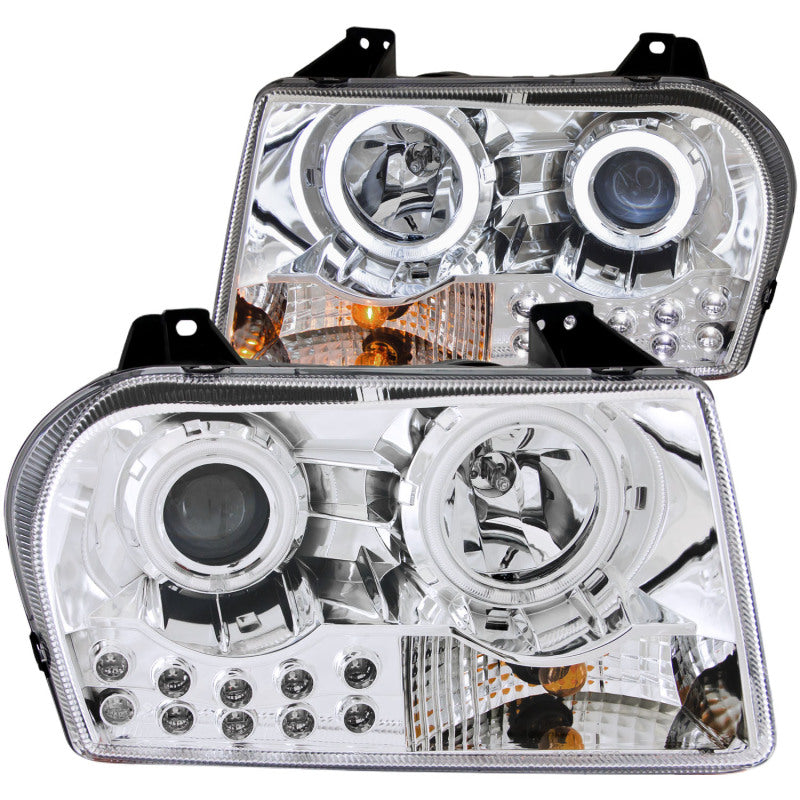 ANZO USA Chrysler 300 Projector Headlights W/ Halo Chrome; 2005-2010 - eliteracefab.com