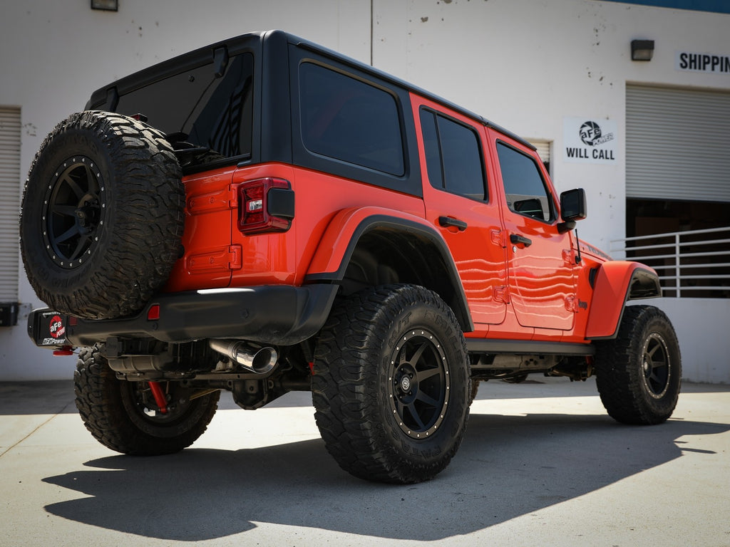 aFe 20-21 Jeep Wrangler Large Bore-HD 3in 304 Stainless Steel DPF-Back Exhaust System - Polished Tip - eliteracefab.com