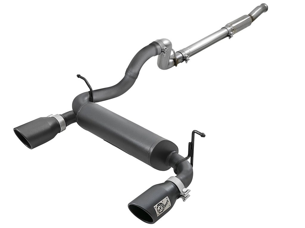 aFe Rebel Series 409 Stainless Steel Cat-Back Exhaust 18-21 Jeep Wrangler JL 2.0L (t) - Black Tip - eliteracefab.com