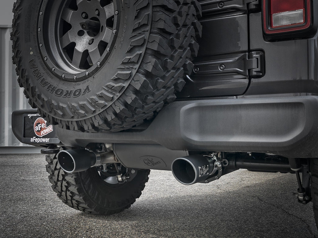 aFe Rebel Series 409 Stainless Steel Cat-Back Exhaust 18-21 Jeep Wrangler JL 2.0L (t) - Black Tip - eliteracefab.com