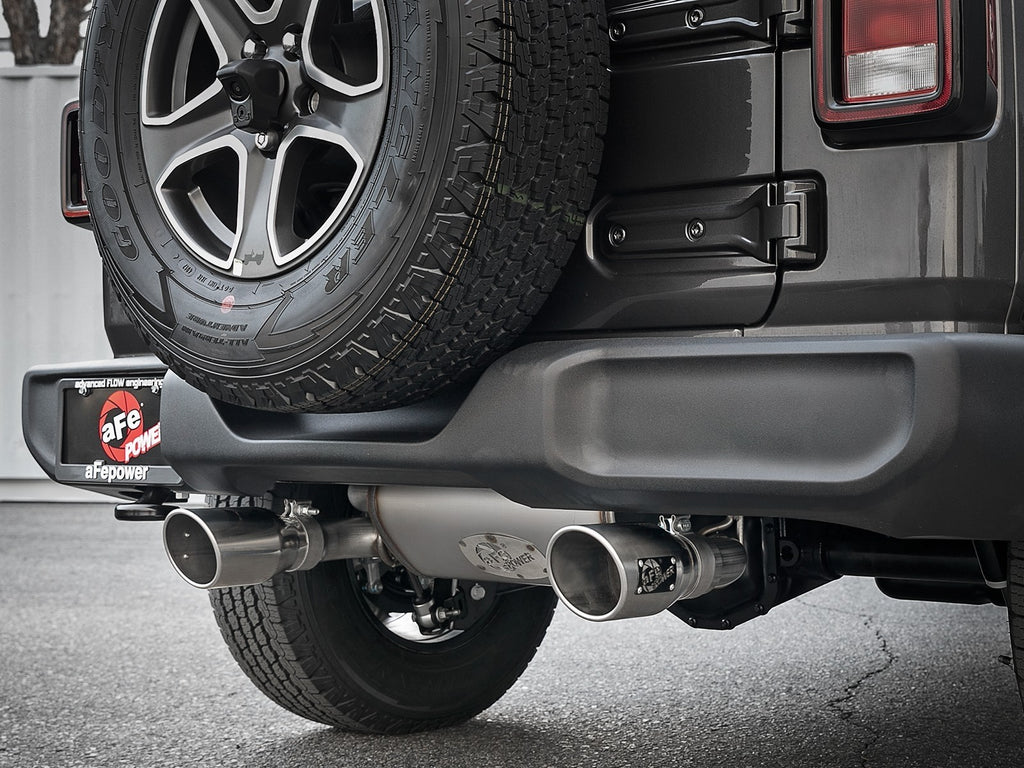 aFe Rebel Series 409 Stainless Steel Cat-Back Exhaust 18-21 Jeep Wrangler JL 2.0L (t) - Polished Tip - eliteracefab.com