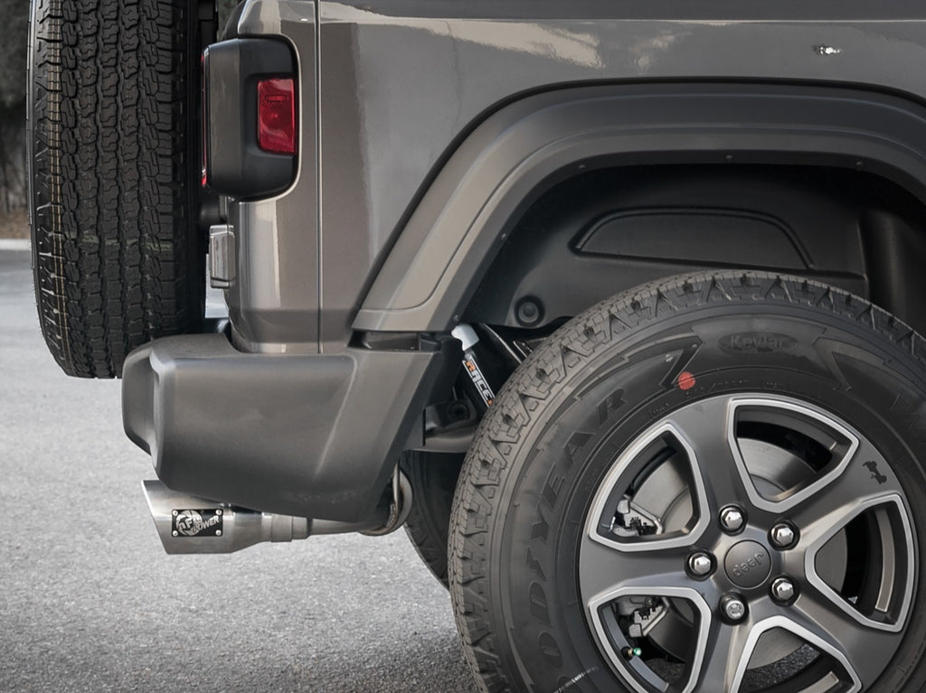 aFe Rebel Series 409 Stainless Steel Cat-Back Exhaust 18-21 Jeep Wrangler JL 2.0L (t) - Polished Tip - eliteracefab.com