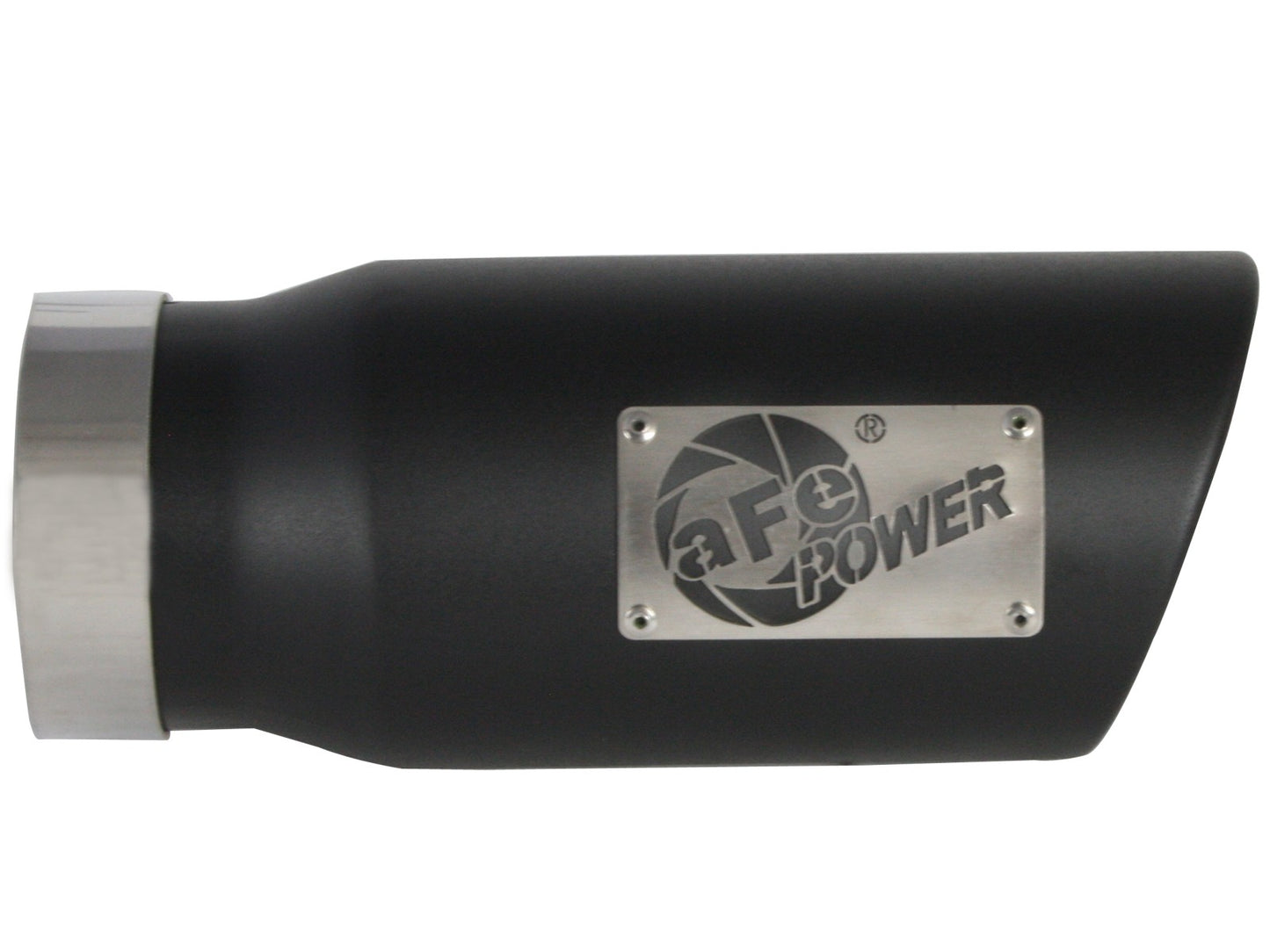 aFe Power Diesel Exhaust Tip Black- 4 in In x 5 out X 12 in Long Bolt On (Right) - eliteracefab.com