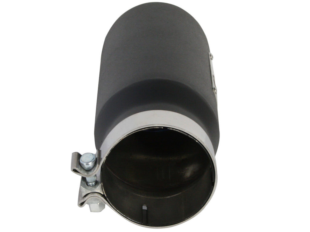 aFe Power Diesel Exhaust Tip Black- 4 in In x 5 out X 12 in Long Bolt On (Right) - eliteracefab.com