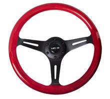 Load image into Gallery viewer, NRG Red Pearl Flake Paint 3 Black Spokes 350mm Classic Wood Grain Wheel Universal - eliteracefab.com