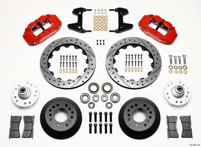 Wilwood Narrow Superlite 6R Front Hub Kit 12.88in Drill Red 74-80 Pinto/Mustang II Disc Spindle only Wilwood