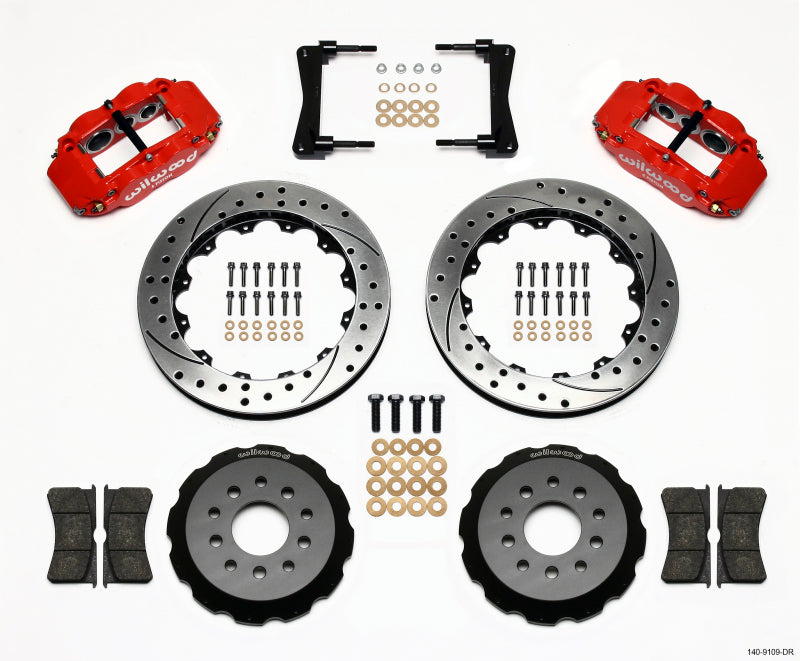 Wilwood Narrow Superlite 6R Front Hat Kit 13.06in Drill Red 2005-2014 Mustang - eliteracefab.com