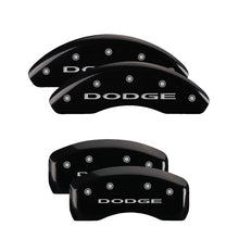 Load image into Gallery viewer, MGP 4 Caliper Covers Engraved Front &amp; Rear With out stripes/Dodge Black finish silver ch MGP