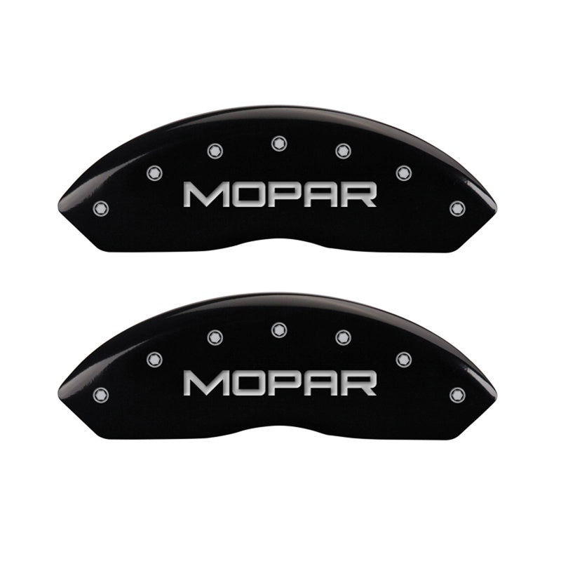 MGP Front set 2 Caliper Covers Engraved Front MOPAR Black finish silver ch MGP