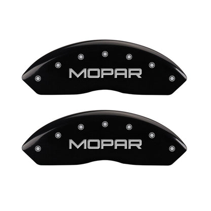 MGP Front set 2 Caliper Covers Engraved Front MOPAR Black finish silver ch MGP