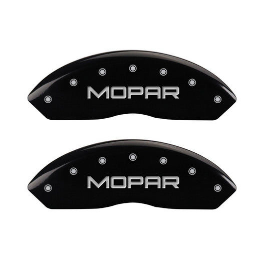MGP Front set 2 Caliper Covers Engraved Front MOPAR Black finish silver ch MGP