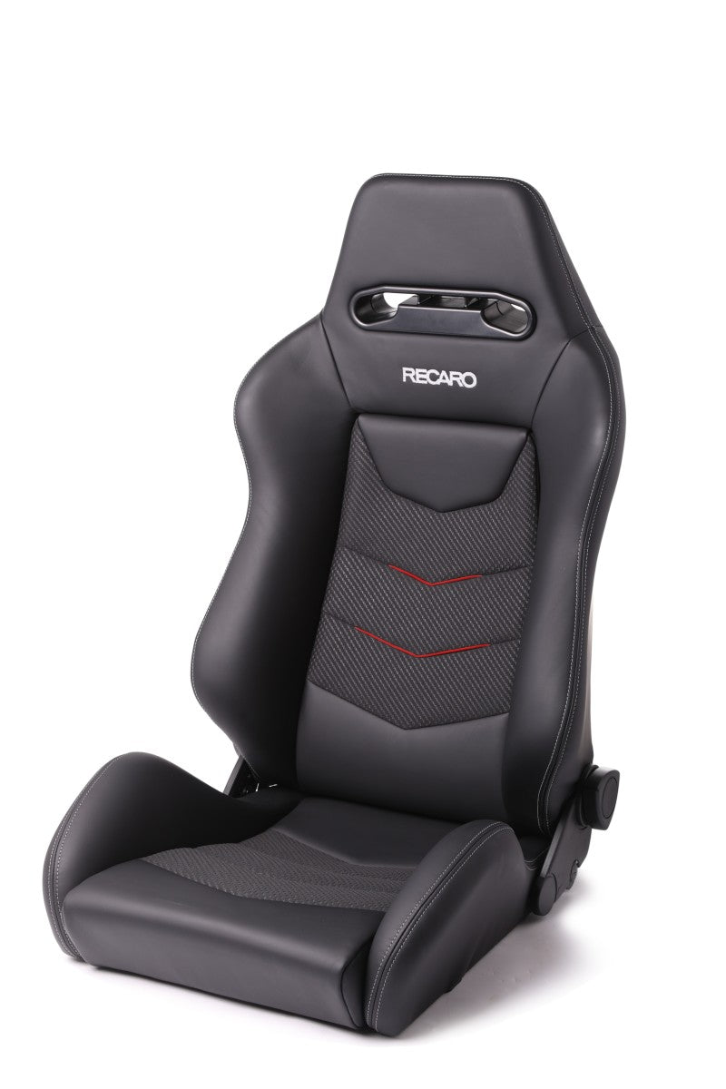 Recaro Speed V Driver Seat - Black Leather/Red Suede Accent - eliteracefab.com