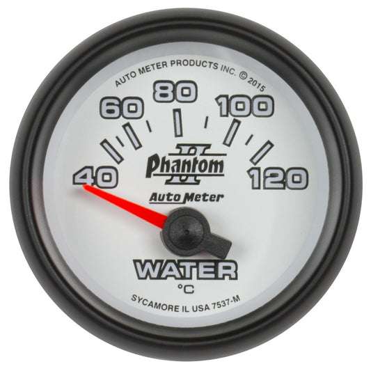 Autometer Phantom II Gauge Water Temp 2 1/16in 40-120c Electric Phantom II 7537-M
