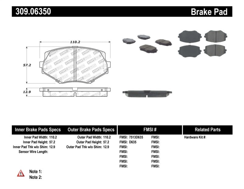 STOPTECH PERFORMANCE 94-97/99-05 MIATA W/NORMAL SUSPENSION FRONT BRAKE PADS D635, 309.06350 - eliteracefab.com