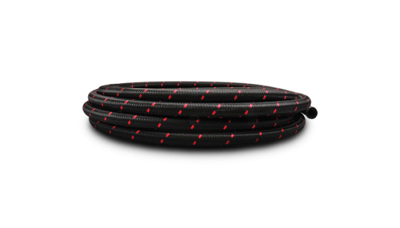 Vibrant Performance 5ft Roll of Black Red Nylon Braided Flex Hose, AN -4AN, Hose ID 0.22in, Performance Hose & Fluid/Air Plumbing - Part 11984R
