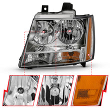 Load image into Gallery viewer, ANZO 2007-2014 Chevy TahOE Crystal Headlight Chrome Amber(OE) - eliteracefab.com